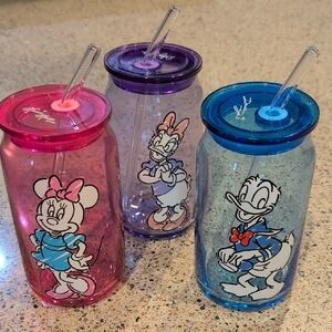 JOY JOLT/Disney Characters Glass Tumblers (Set of 3) Minnie, Daisy & Donald